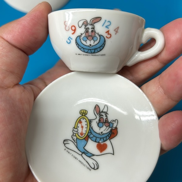 🖤Vtg Disney Ceramic tea miniature set of Alice in Wonderland - Picture 9 of 14